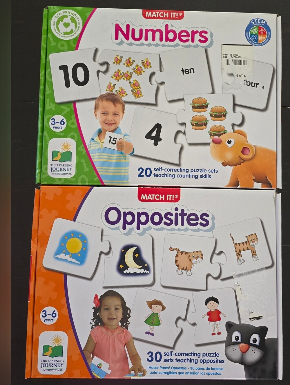 Match It Learning Numbers & Opposites Self Correcting Puzzle Set Learning Fun